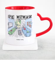 BK Gift Kişiye Özel Mesleki İç Mimar Kırmızı Kalpli Kupa Bardak  3