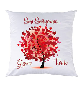 Biresimden Sevgiliye Romantik Sevgililer Günü Hediyesi Aşk Ağacı İsimli Yastık