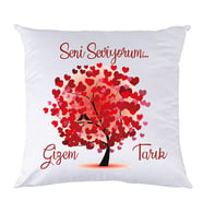 Biresimden Sevgiliye Romantik Sevgililer Günü Hediyesi Aşk Ağacı İsimli Yastık