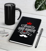 BK Gift Kişiye Özel Benim Kral Babam Siyah Defter Kalem Termos Mug Seti (Model 1)
