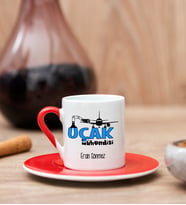 Uçak Mühendisi Kırmızı Türk Kahvesi Fincanı