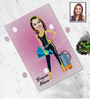 Kişiye Özel Dalgıç Karikatürlü A4 99 Parça Puzzle Bayan-1