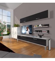 Decoraktiv Eko 6y Slm Std Krom Ayaklı Tv Ünitesi Tv Sehpası (Beyaz-Siyah)