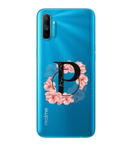 Pembe Çiçekli Harf Tasarım Süper Şeffaf Silikon Telefon Kılıfı Oppo Realmi C3 P-