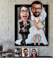 BK Gift Kişiye Özel Sevgililer Karikatürlü 3D Ahşap Tablo-16