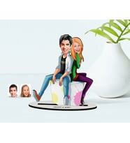 BK Gift Kişiye Özel Sevgili Karikatürlü Ahşap Biblo Model-35 (Beyaz)