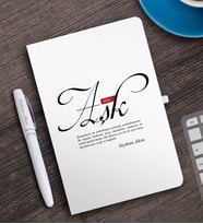 BK Gift Kişiye Özel Mânâ Aşk Beyaz Defter ve Kalem Hediye Seti