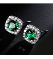 Monemel Swarovski Yeşil Taşlı Küpe (Altın Kaplama) Sevgililer Günü Hediyesi