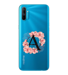 Pembe Çiçekli Harf Tasarım Süper Şeffaf Silikon Telefon Kılıfı Oppo Realmi C3 A-