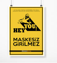 BK Gift Kişiye Özel Logolu Maskesiz Girilmez Afiş Poster (50 x 70 cm.) 2