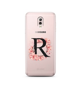 Pembe Çiçekli Harf Tasarım Süper Şeffaf Silikon Telefon Kılıfı Samsung C8  R-Har