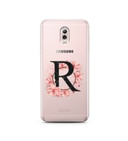 Pembe Çiçekli Harf Tasarım Süper Şeffaf Silikon Telefon Kılıfı Samsung C8  R-Har