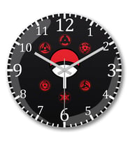 Uchiha Duvar  Saati  Bombeli Gercek Cam