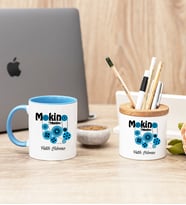 Makine Teknikeri Mavi Kupa Bardak Ve Kalemlik Hediye Seti
