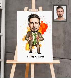 Kişiye Özel Patron Karikatürlü  Ahşap Tablo 30x47 Bay-10