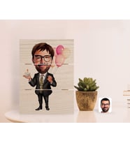 BK Gift Kişiye Özel Erkek Doğum Günü Karikatürlü Otantik Masaüstü Ahşap Palet Çerçeve-3 (Beyaz)