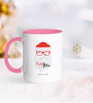 BK Gift Kişiye Özel Noel Baba Pembe Kupa ve Kar Tanesi Kolye-2 (Model 1)