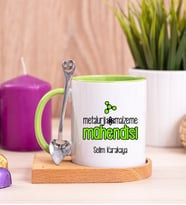 Metalurji ve Malzeme Mühendisi Ahşap Altlıklı Yeşil Kupa Bardak