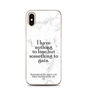 Iphone Xs Max Beyaz Mermer Söz Tasarımlı Telefon Kılıfı