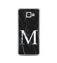 Samsung A3 (2016) Siyah Mermer Harf Tasarımlı Telefon Kılıfı M-Harfi 