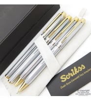Scrikss 722W 4'lü Set Gold Krom  Dolma Kalem + Roller Kalem + Tükenmez Kalem + Versatil Kalem Seti  Scrikss Venüs  İsme Özel Kalem  Hediyelik Kalem