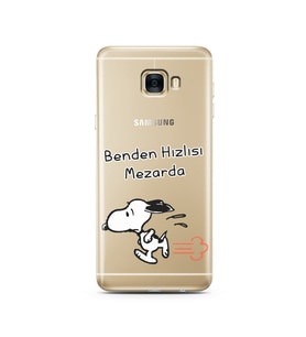Snoopy Tasarımlı Süper Şeffaf Silikon Telefon Kılıfı Samsung C7  