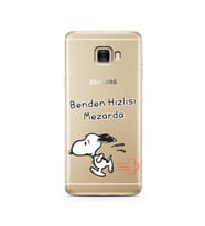 Snoopy Tasarımlı Süper Şeffaf Silikon Telefon Kılıfı Samsung C7  