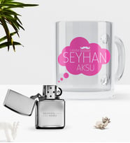 BK Gift Kişiye Özel Canım Babam Cam Kupa Bardak Benzinli Çakmak Seti-2 (Model 1)