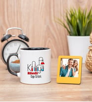 Kimya Mühendisi Siyah Kupa Bardak ve Sarı Mini Fotoğraf Çerçevesi