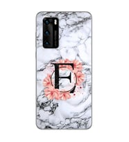 Mermer Çiçekli Harf Tasarım Süper Şeffaf Silikon Telefon Kılıfı Huawei P40 E-Har