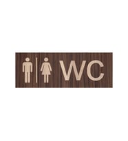 Wc Yönlendirme Yazısı Kahverengi Ahşap