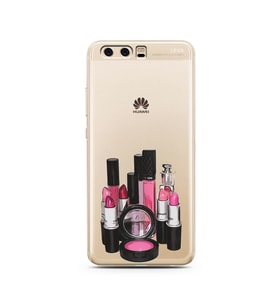 Makyaj Tasarımlı Süper Şeffaf Silikon Telefon Kılıfı Huawei P10    