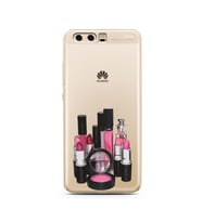 Makyaj Tasarımlı Süper Şeffaf Silikon Telefon Kılıfı Huawei P10    