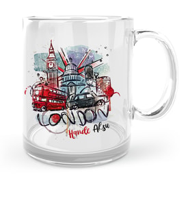 BK Gift Kişiye Özel London Tasarımlı Cam Kupa Bardak  1