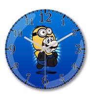 Super Minion Mario Duvar Saati Bombeli Gercek Cam