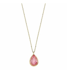 14 Ayar Altın Kolye Pembe Taşlı 1.10 Gram (Çok Renkli)