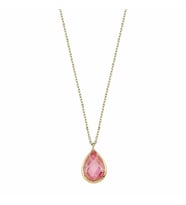 14 Ayar Altın Kolye Pembe Taşlı 1.10 Gram (Çok Renkli)
