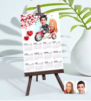BK Gift Kişiye Özel 15x21 cm Fotoğraf Kartlı Sevgililer Karikatürlü Şövaleli 2024 Takvim -12 (Beyaz)