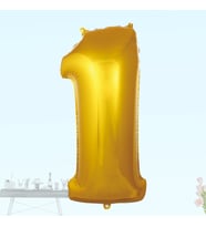 1 Yaş Rakam Folyo Balon, 100 cm - Altın (STD)