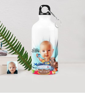 BK Gift Kişiye Özel Bebek Doğum Günü Karikatürlü Metal Suluk 500 Ml 1