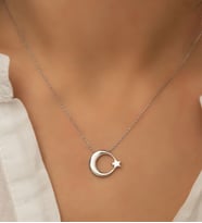 Papatya Silver Ayyıldız Bayrak Kolye Rodyum Kaplama 925 Ayar Gümüş Kolye
