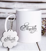 BK Gift Kişiye Özel Mesleki Odyolog Beyaz Kupa ve Anahtarlık Hediye Seti (Model 1)