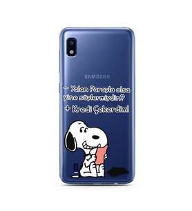 Snoopy Tasarımlı Süper Şeffaf Silikon Telefon Kılıfı Samsung A10