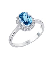 Sirius Pırlanta ve Oval Mavi Topaz Taşlı Anturaj Yüzük 0723R0047