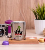 Fizik Öğretmeni Ahşap Altlıklı Mumlu Silver Kupa Bardak