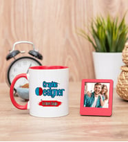 Grafiker Kırmızı Kupa Bardak ve Kırmızı Mini Fotoğraf Çerçevesi