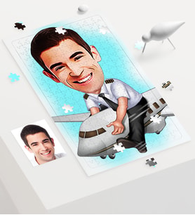 BK Gift Kişiye Özel Bay Kaptan Pilot Karikatür 240 Parça A3 Puzzle  1