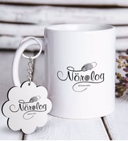 BK Gift Kişiye Özel Mesleki Nörolog Beyaz Kupa ve Anahtarlık Hediye Seti (Model 1)
