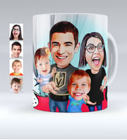 BK Gift Kişiye Özel Aile Karikatürlü Beyaz Kupa Bardak  3