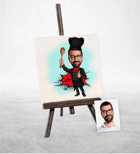 BK Gift Kişiye Özel Chef Karikatür Şovaleli Doğal Taş  1